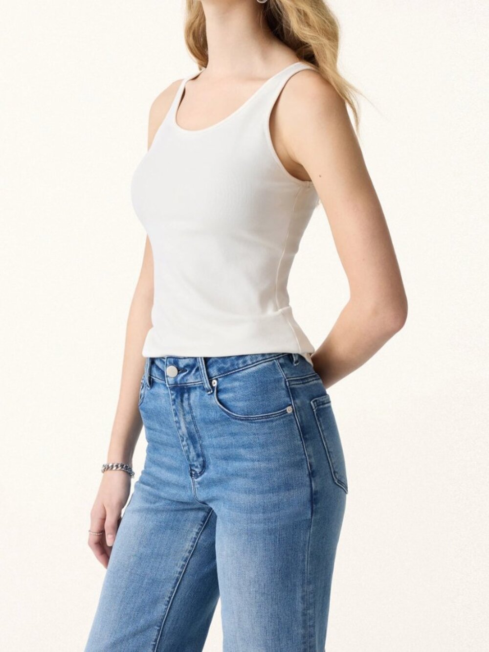 OGL Cotton Lyocell U-Neck Bra Tank Top Brami Ivory Women's Size XL